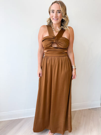 Rainy Plisse-Look Maxi Dress