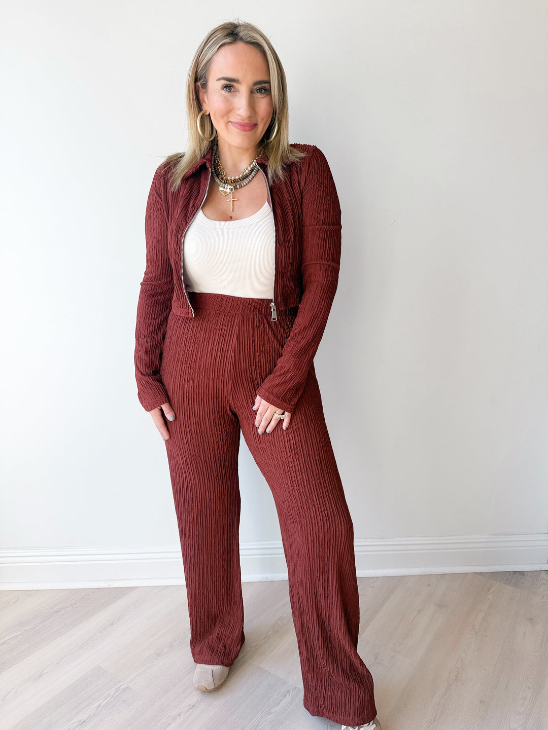 Birk Crinkled Plisse Lounge Wear Set