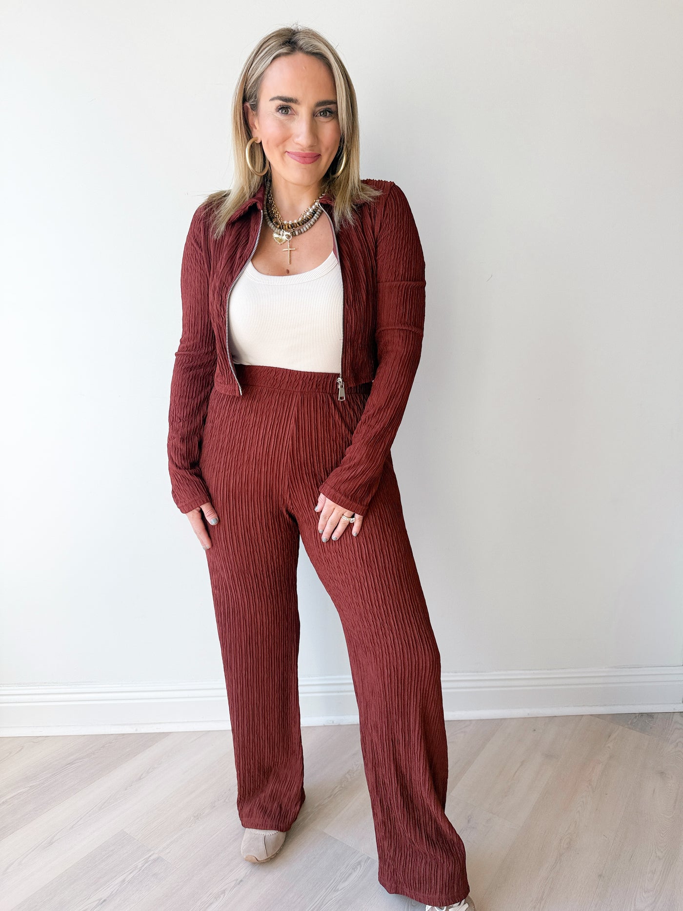 Birk Crinkled Plisse Lounge Wear Set