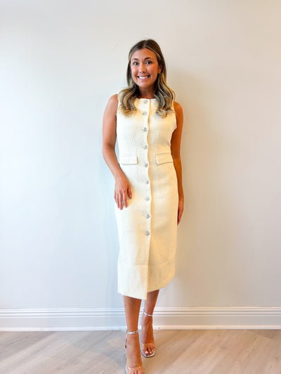 Rosa Jewel Buttoned Midi Dress