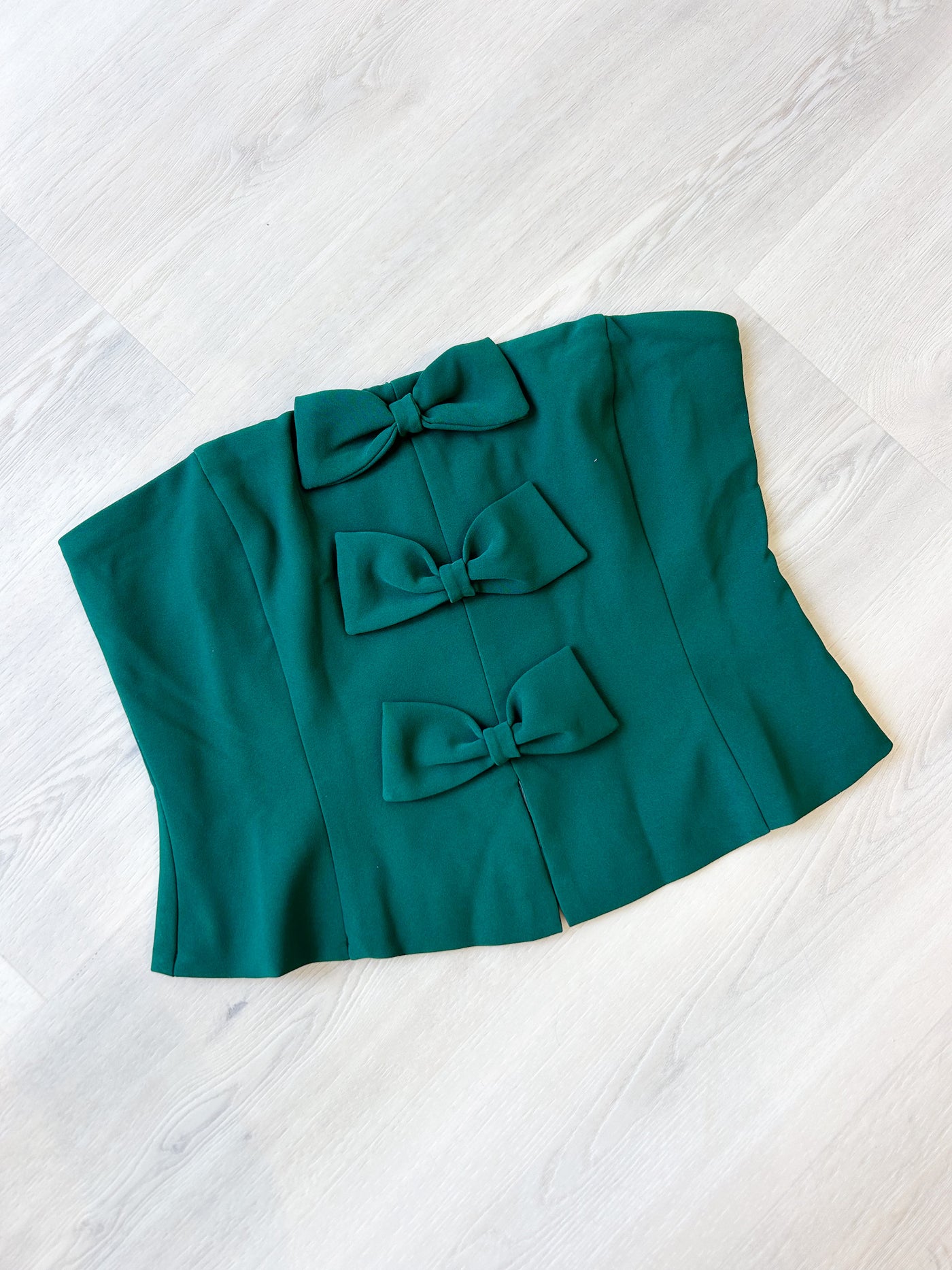Julianne Triple Bow Tube Top Forest Green