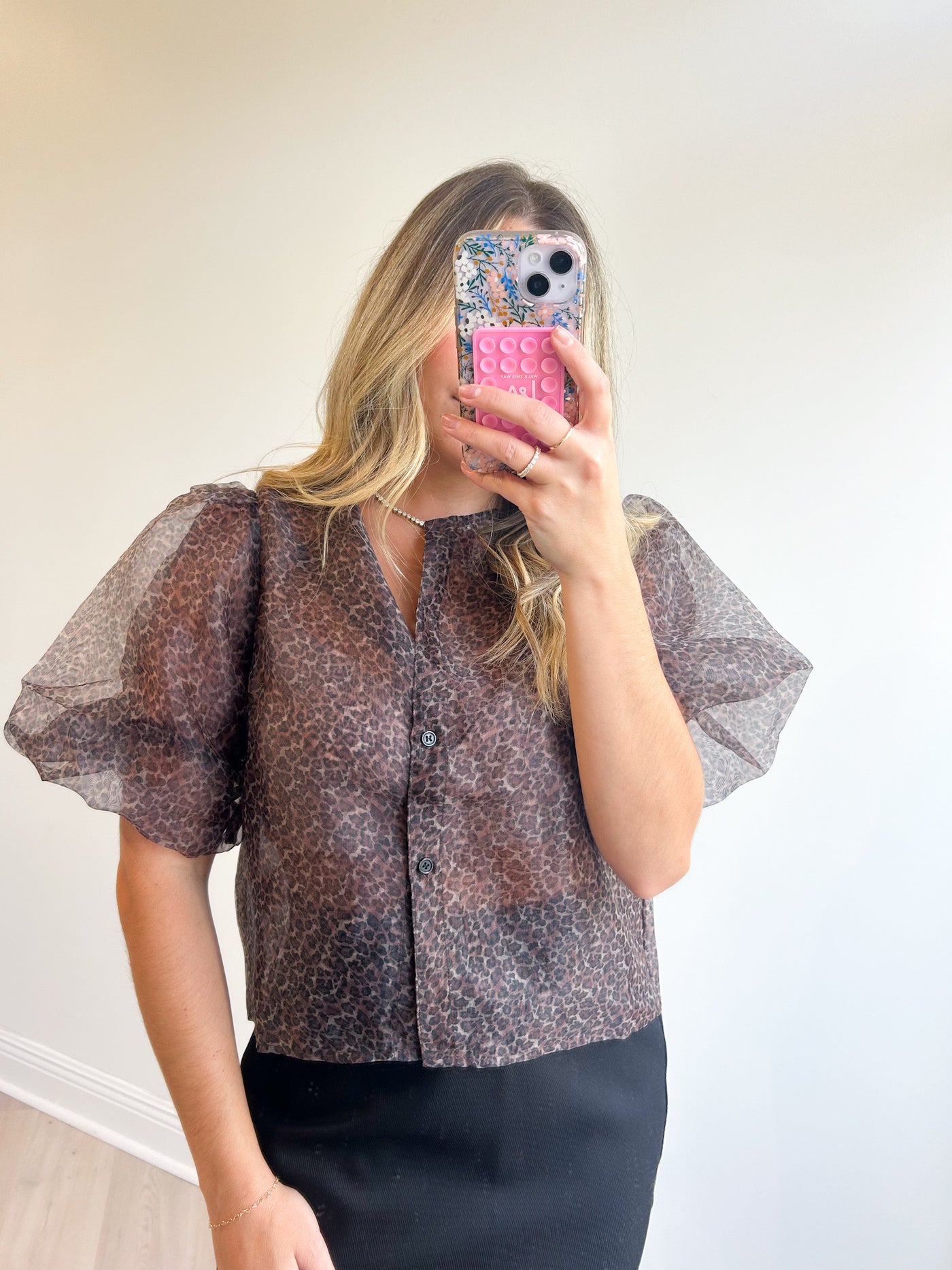 Casey Sheer Puff Sleeve Blouse
