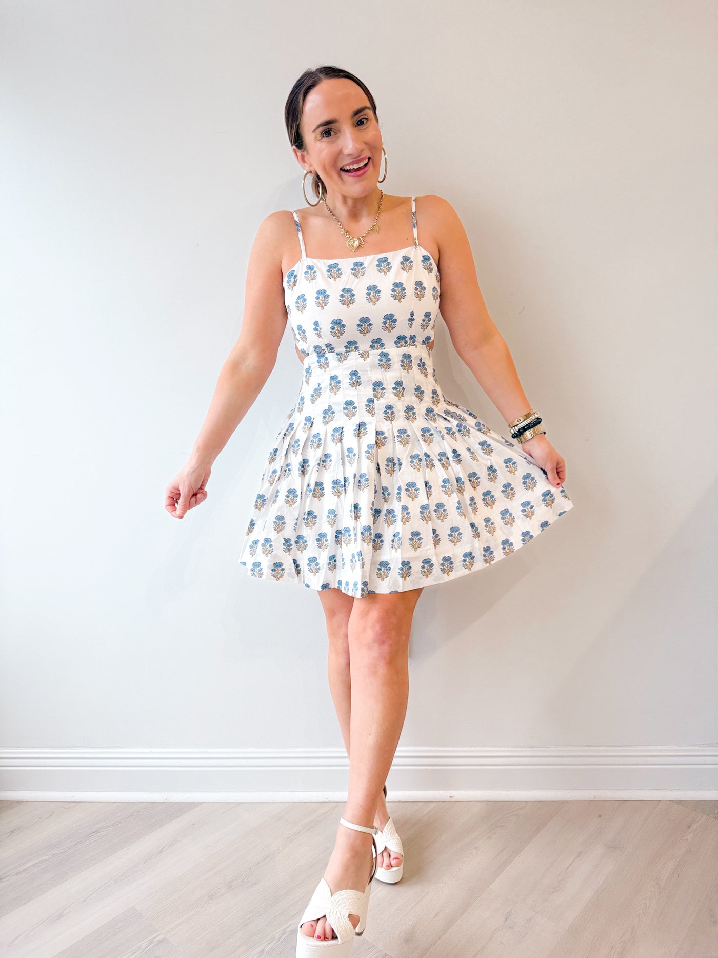 Jess Mini Dress white blue