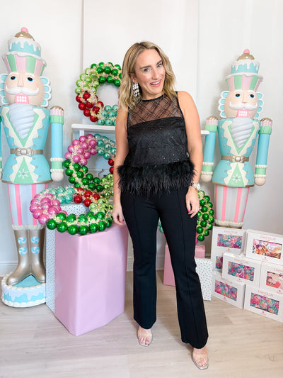 Miley Feather Trim Top