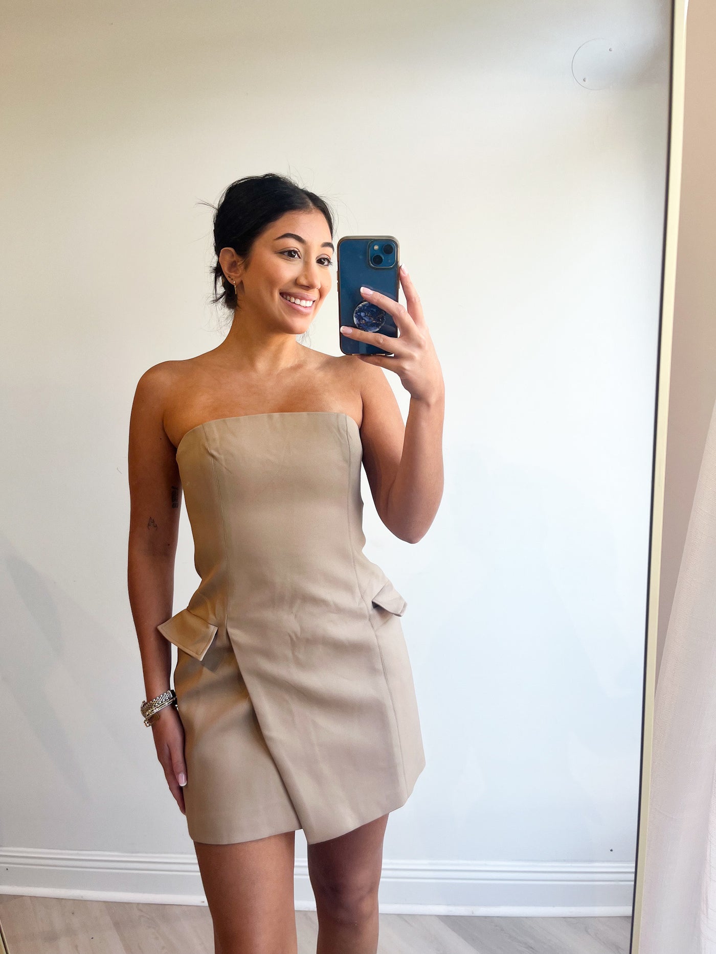 Sonya Strapless Dress Mocha