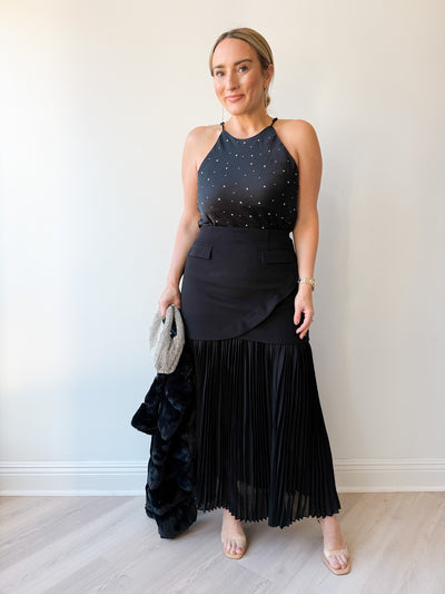 Deaile Contrast Layered Pleated Skirt