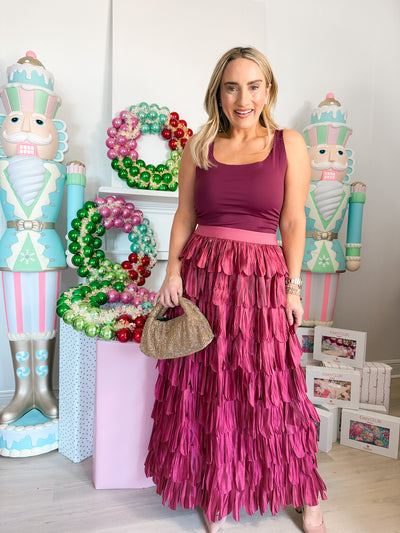 Bianca Ruffle Tiered Skirt Red