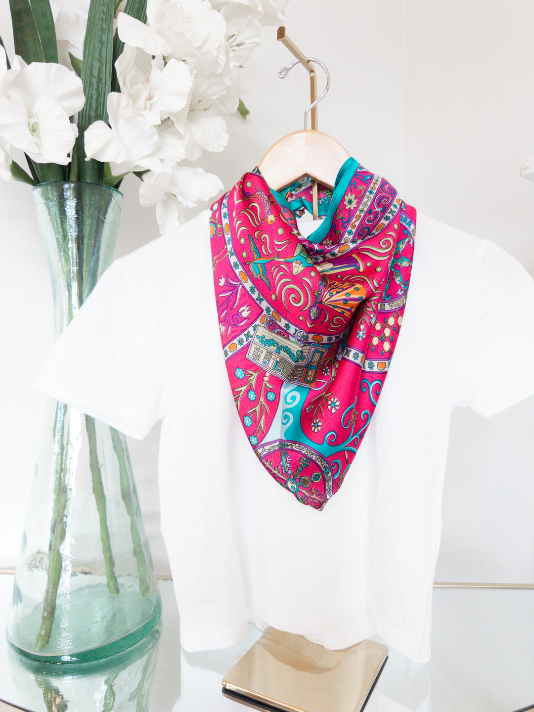 Lynn Scarf Pink Teal Animal