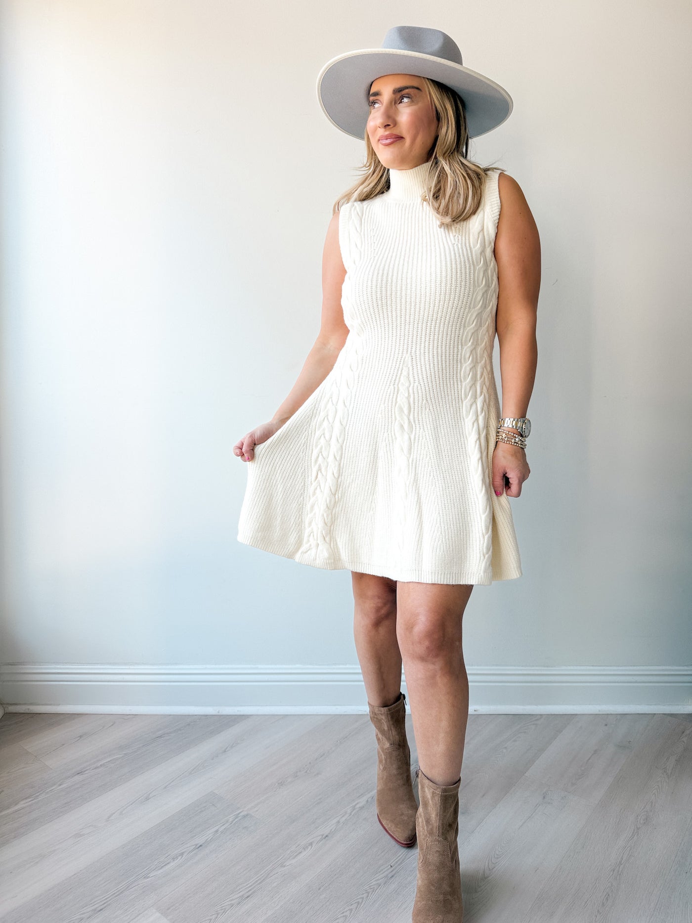 Tara Cable Knit Flare Mini Dress