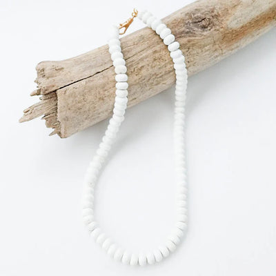 Gemstone Layering Necklace matte white 18"