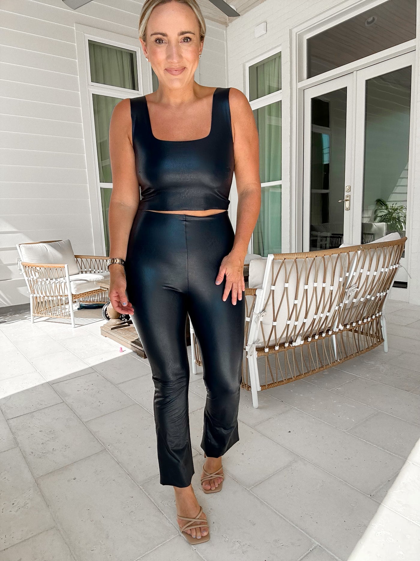 Faux Leather Crop Flares