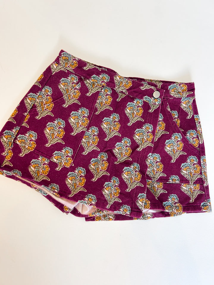 Burgundy Bliss Denim Skort