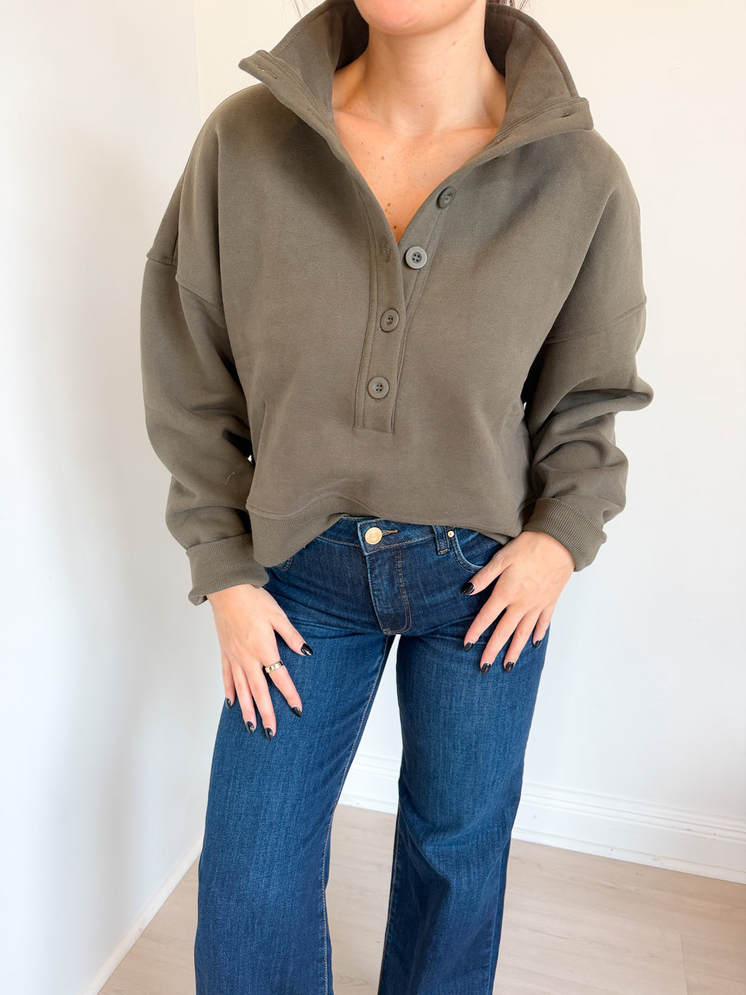 Malta Fleece Mock Neck Button Up