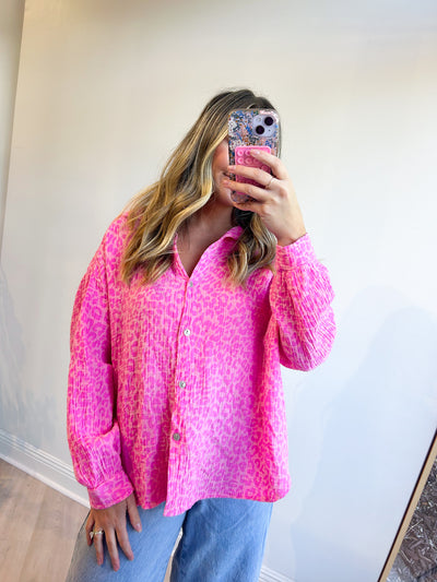 Cheetah Gauze Blouse