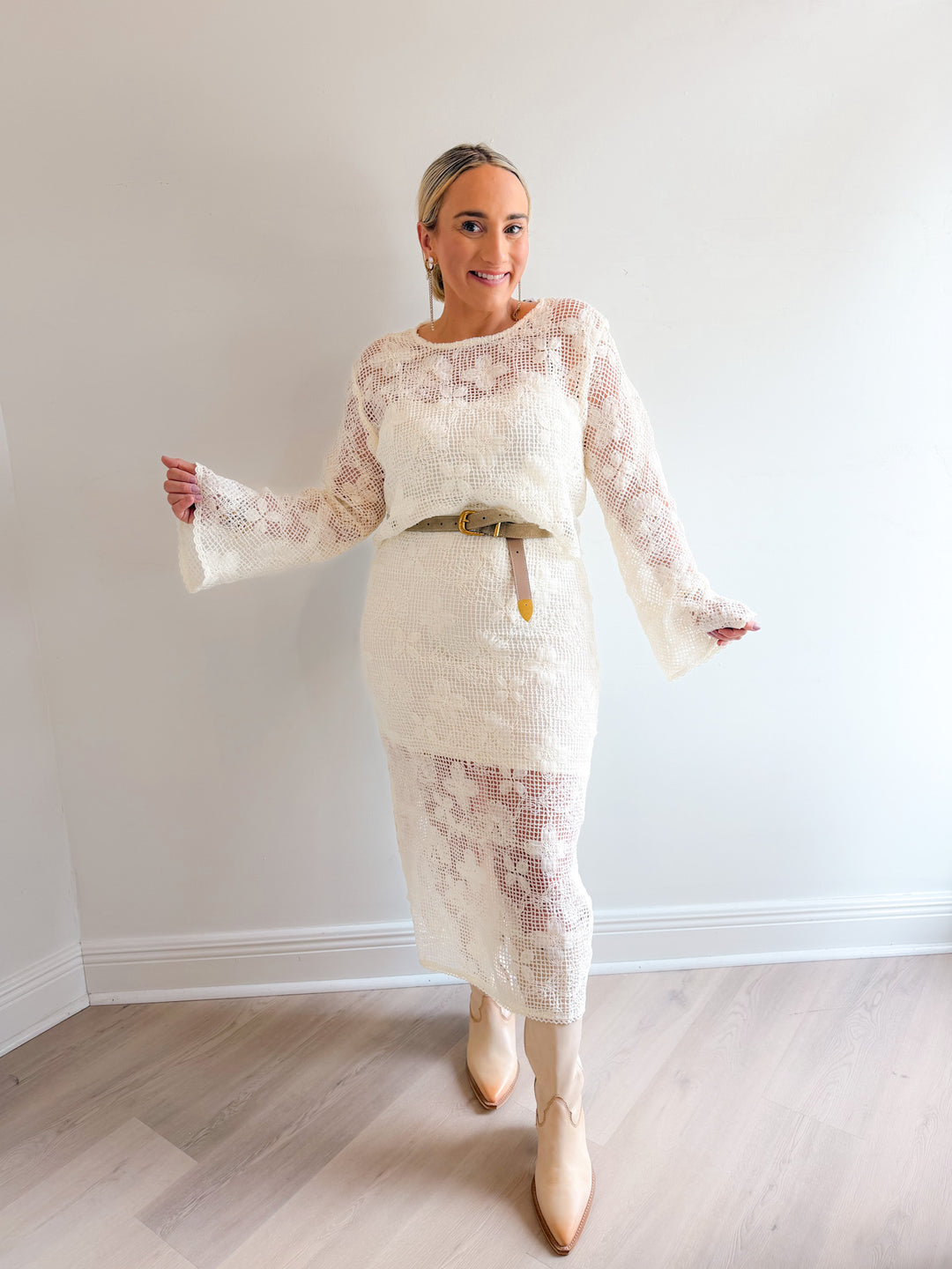 Priscilla Midi Crochet Skirt