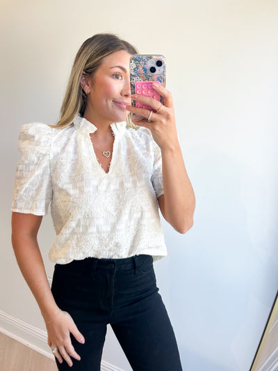 Morgan Short Slv. Textured Top