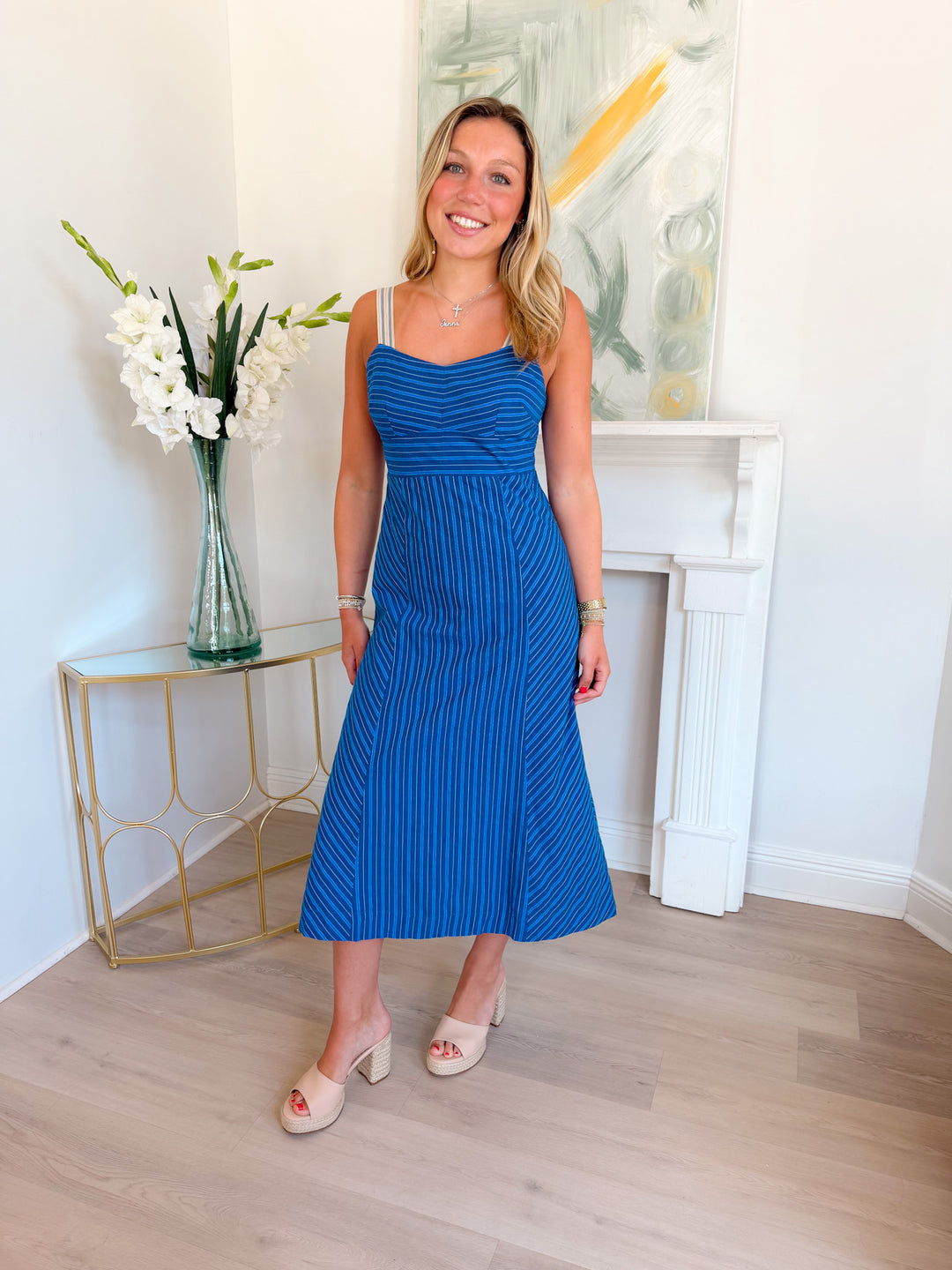Gail Stripe Work Midi Dress