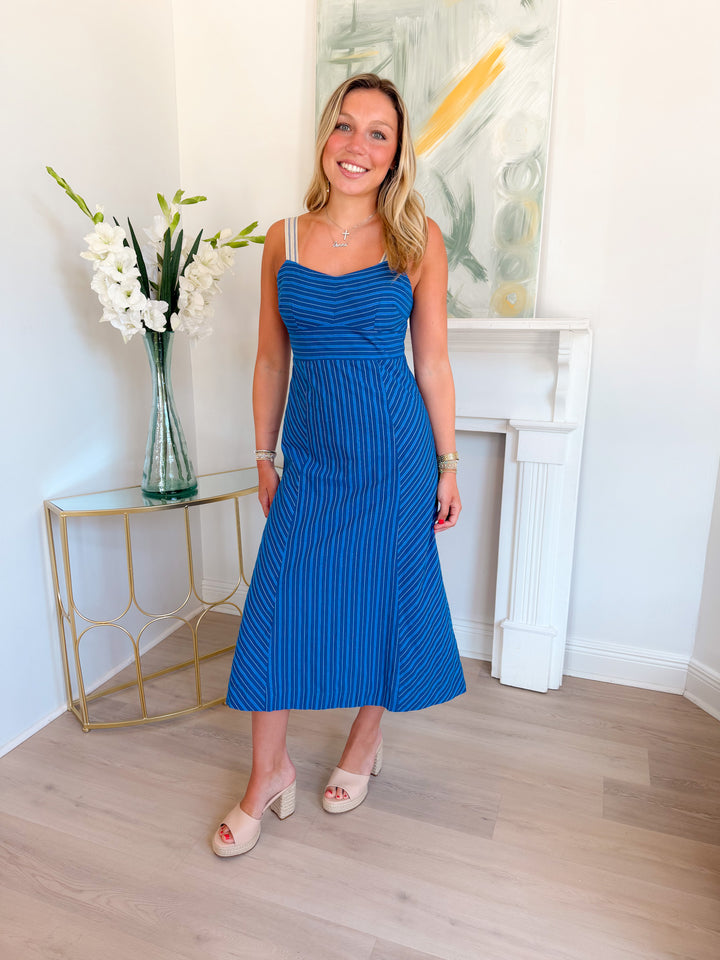 Gail Stripe Work Midi Dress