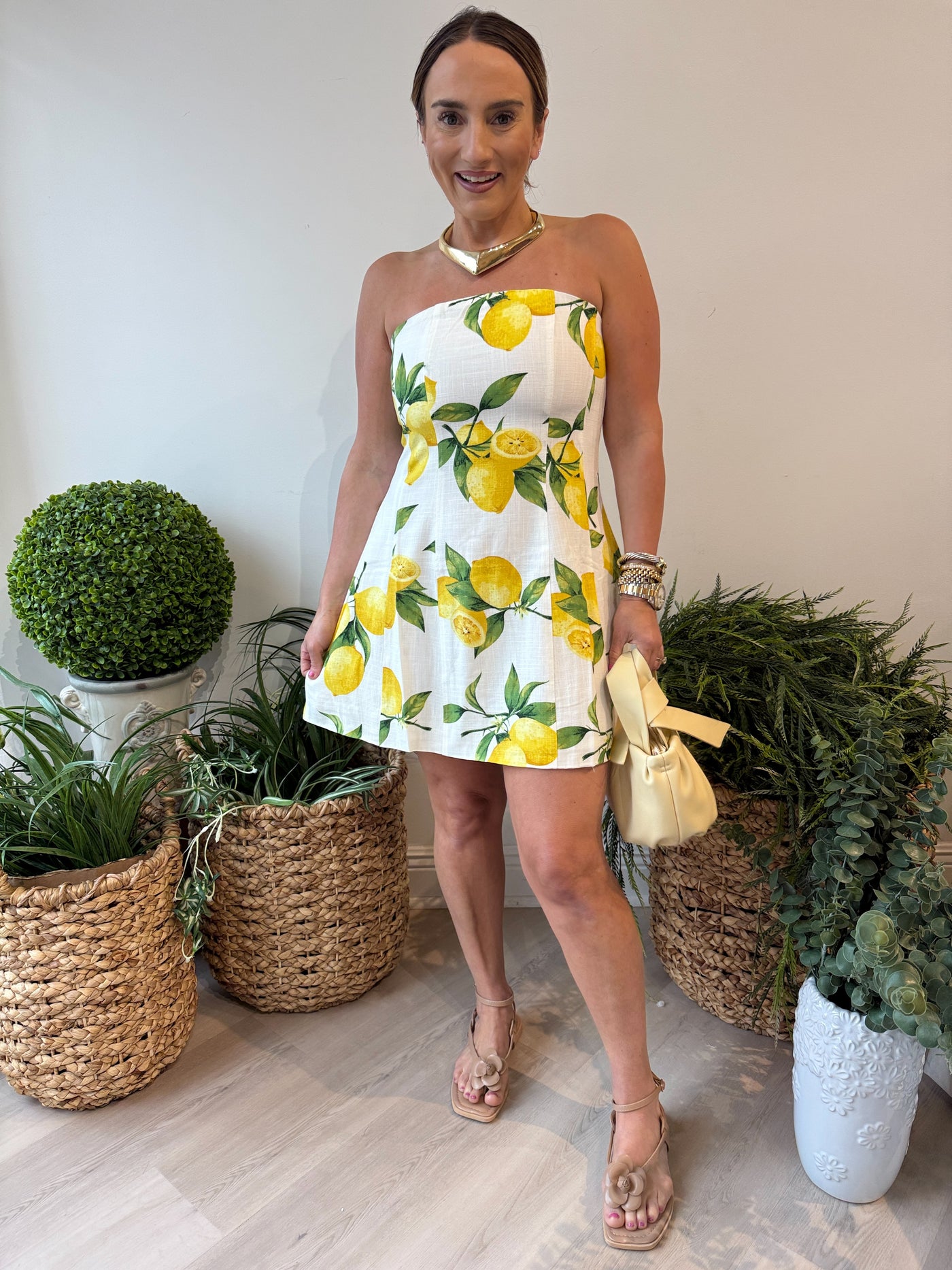 Lizza Lemon Tube Mini Dress