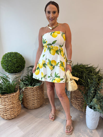 Lizza Lemon Tube Mini Dress