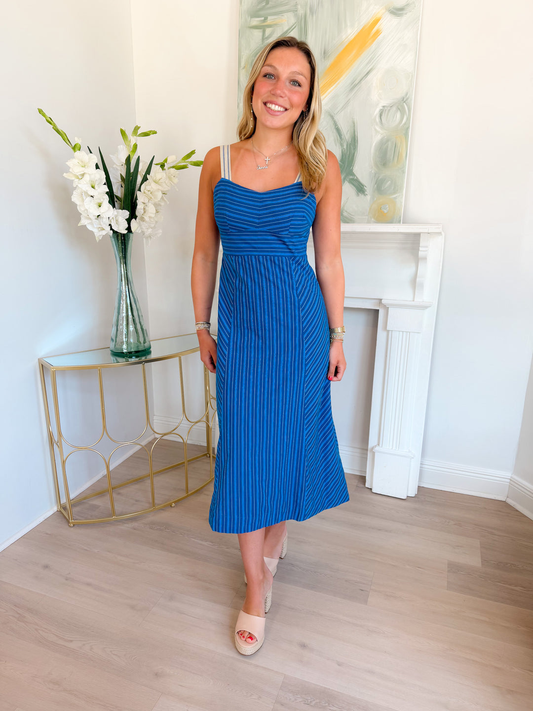 Gail Stripe Work Midi Dress