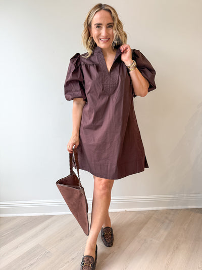 Mary Poplin Dress Brown