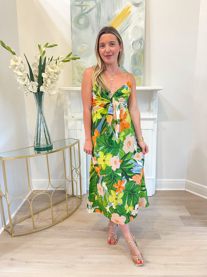 Tricia Front Tie Sleeveless Midi Dress