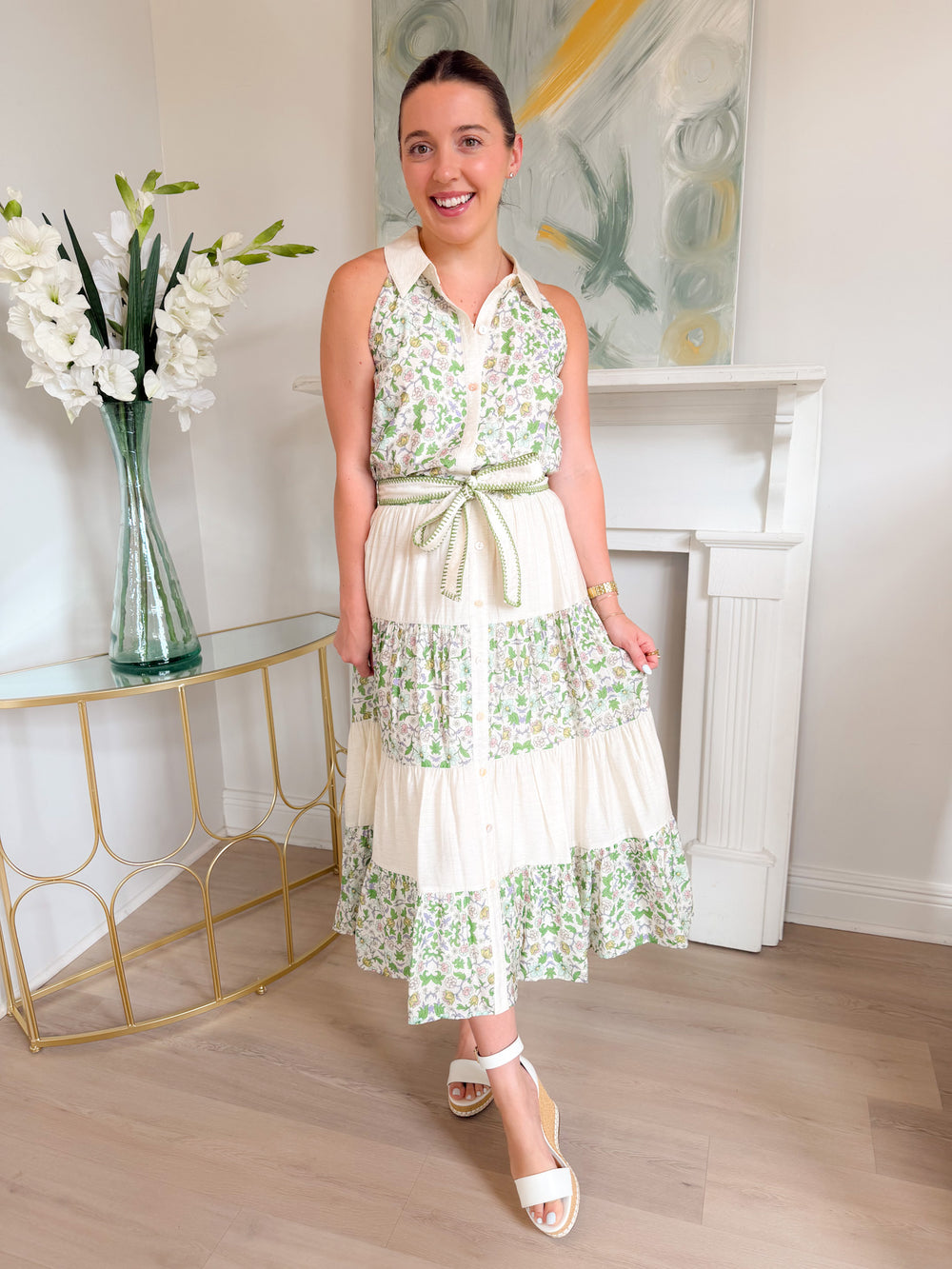 Blair Mixed Media Flared Midi Skirt