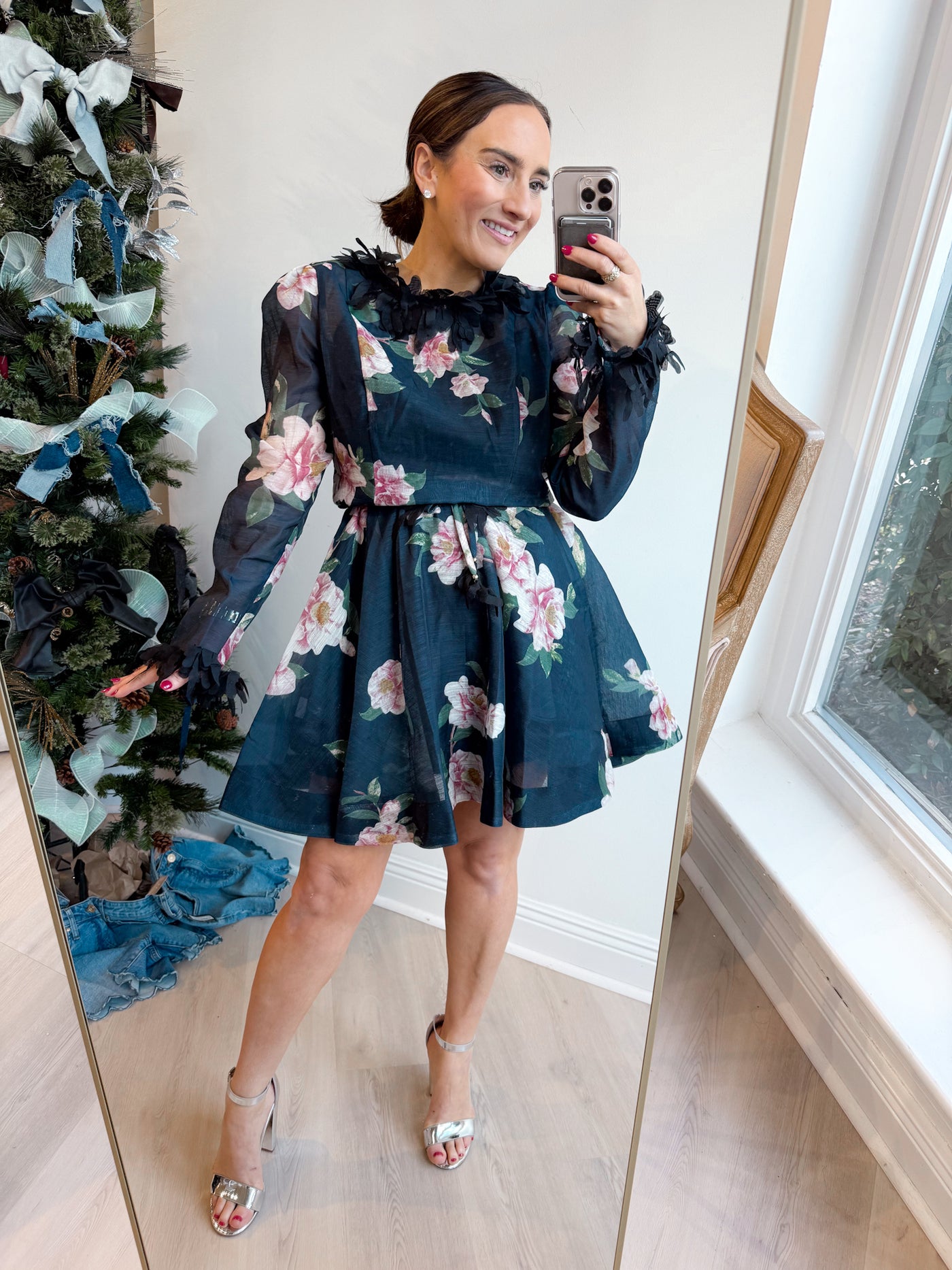 Lucy Long Slv. Floral Mini Dress