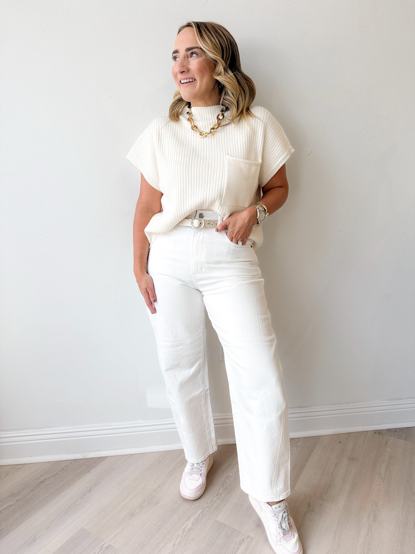 Kristen Mock Neck Pocket Sweater
