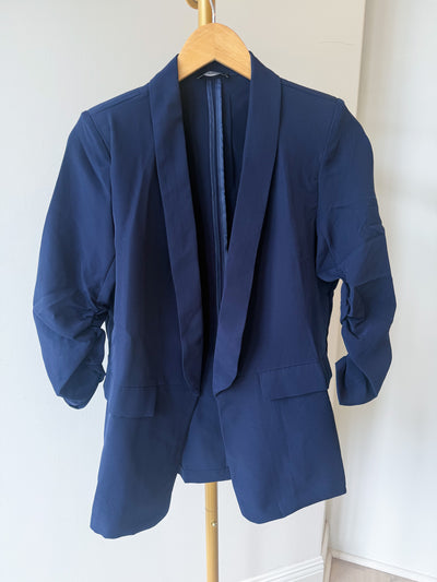 Danielle Ruched Sleeve Blazer Navy