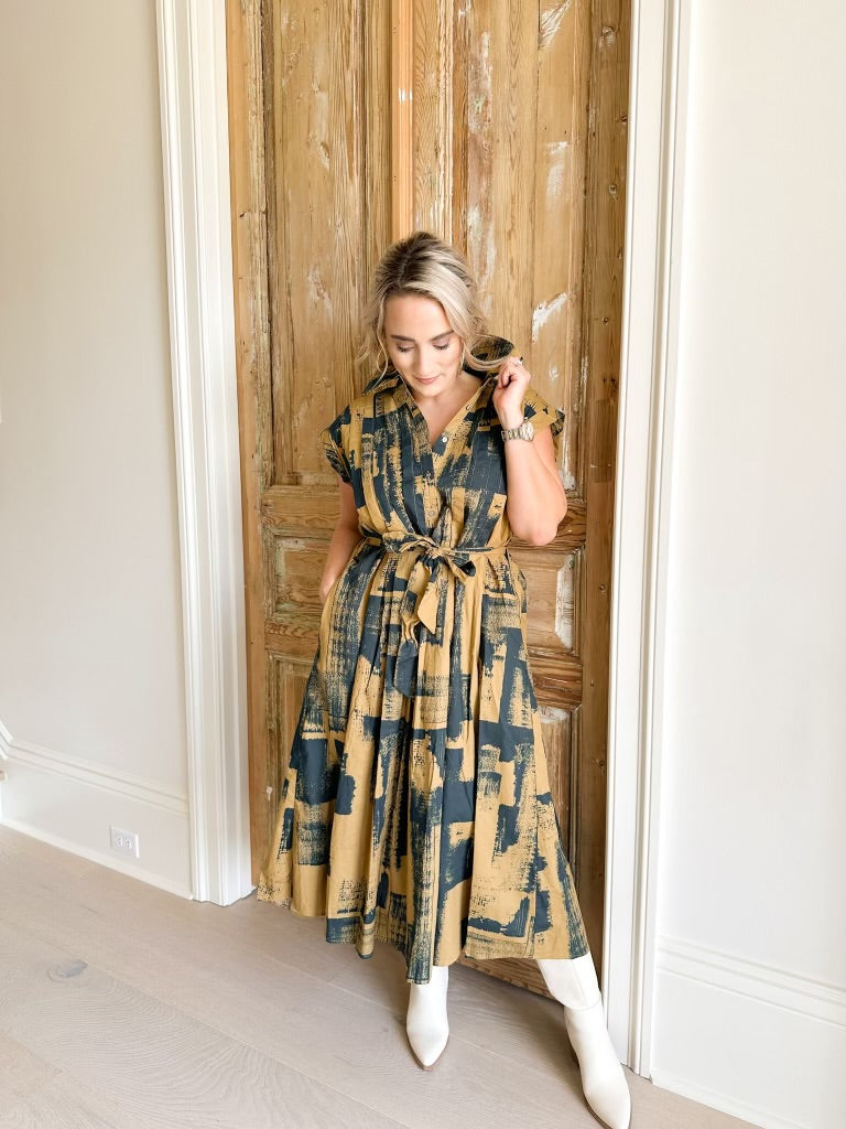 Adia Midi Dress green mustard