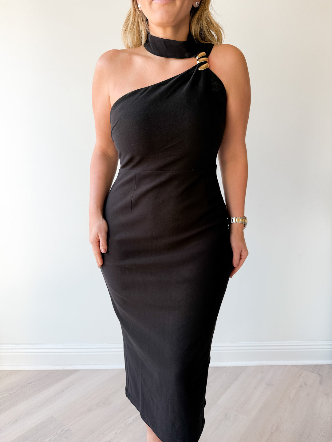 Emmie Halter Midi Dress Black