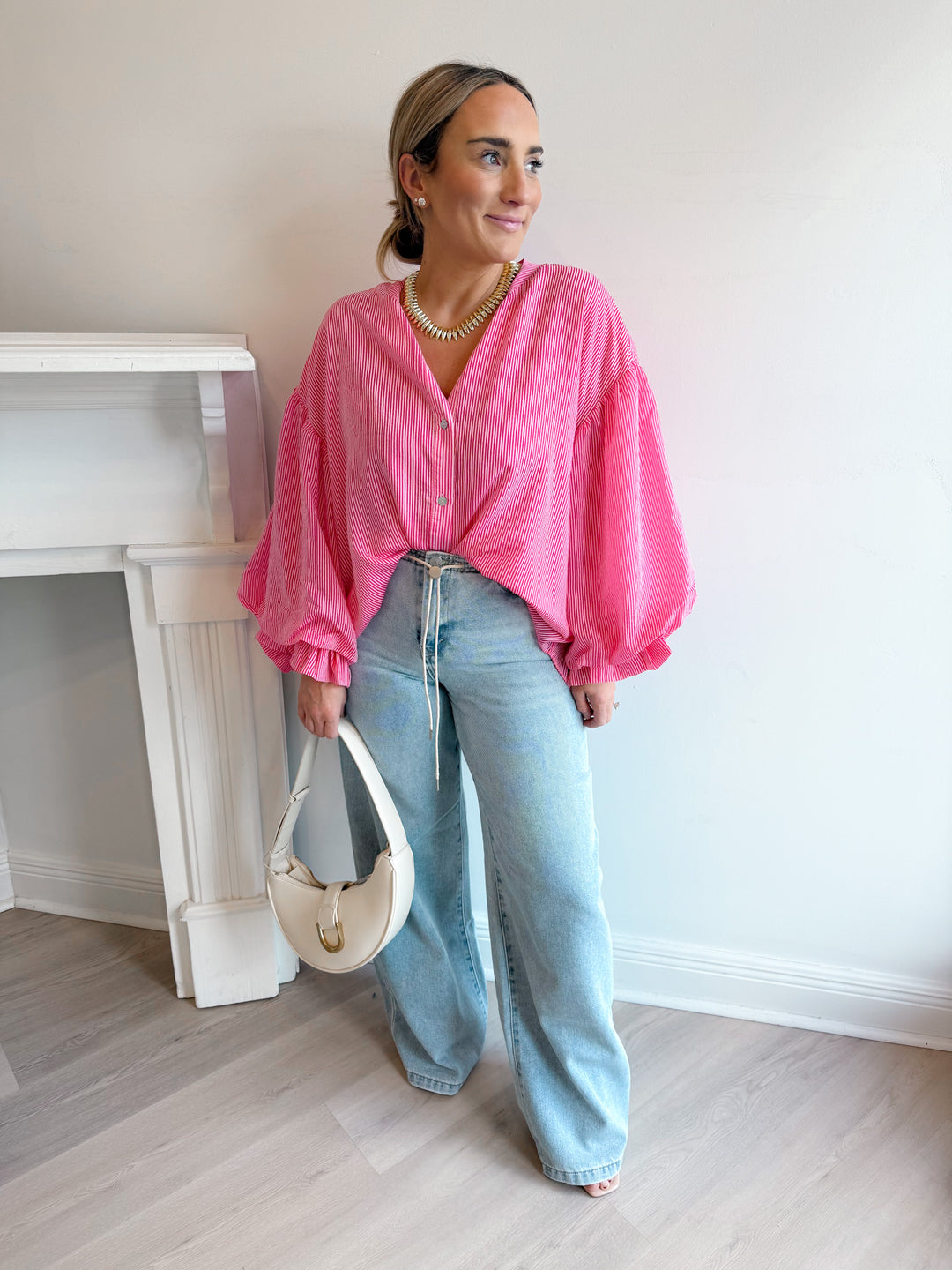 Drawstring Wide Leg Jeans