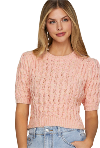 Shell Cable Knit Top lt. pink