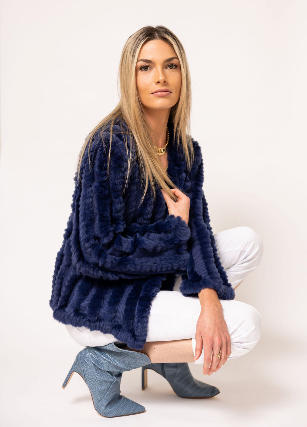 Kenz &amp; Gray Fur Jacket Navy