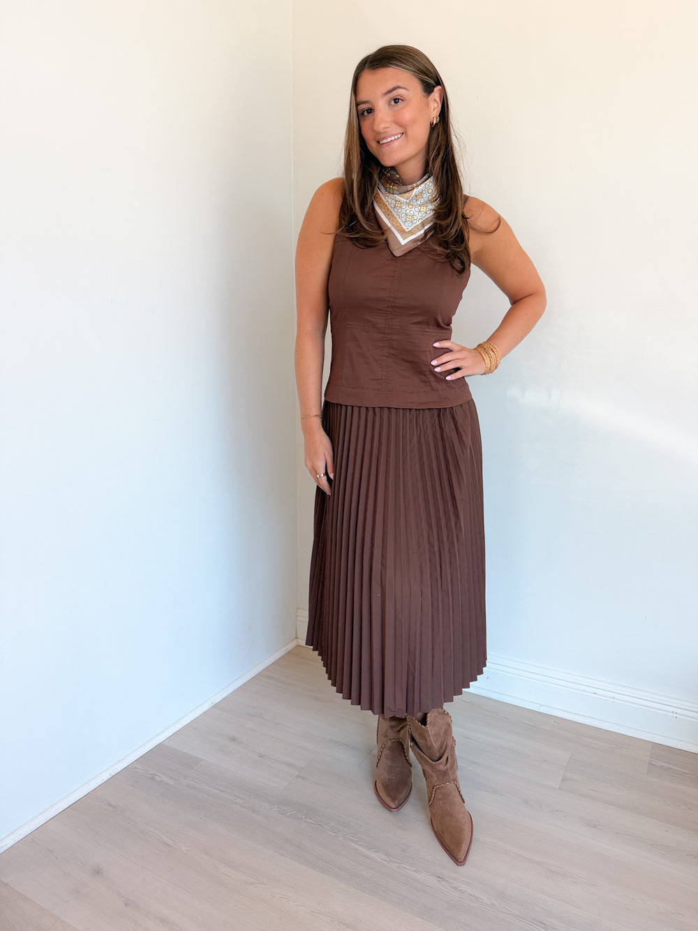 Elise Pleated Midi Dress