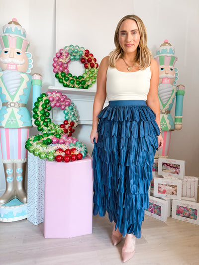 Bianca Ruffle Tiered Skirt Blue