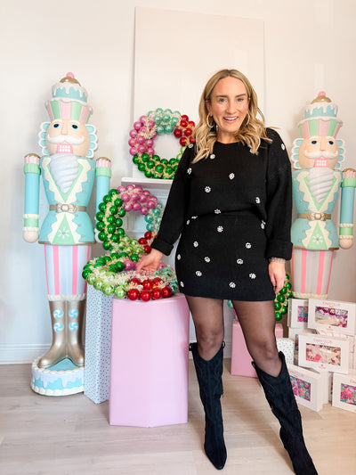 Dazzle Bloom Embellished Mini Skirt Black