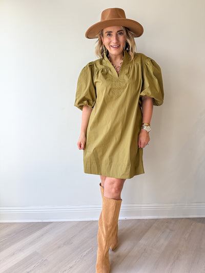 Mary Poplin Dress Olive
