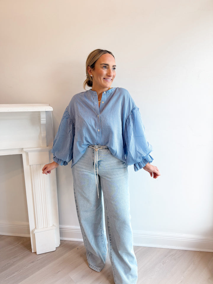Drawstring Wide Leg Jeans