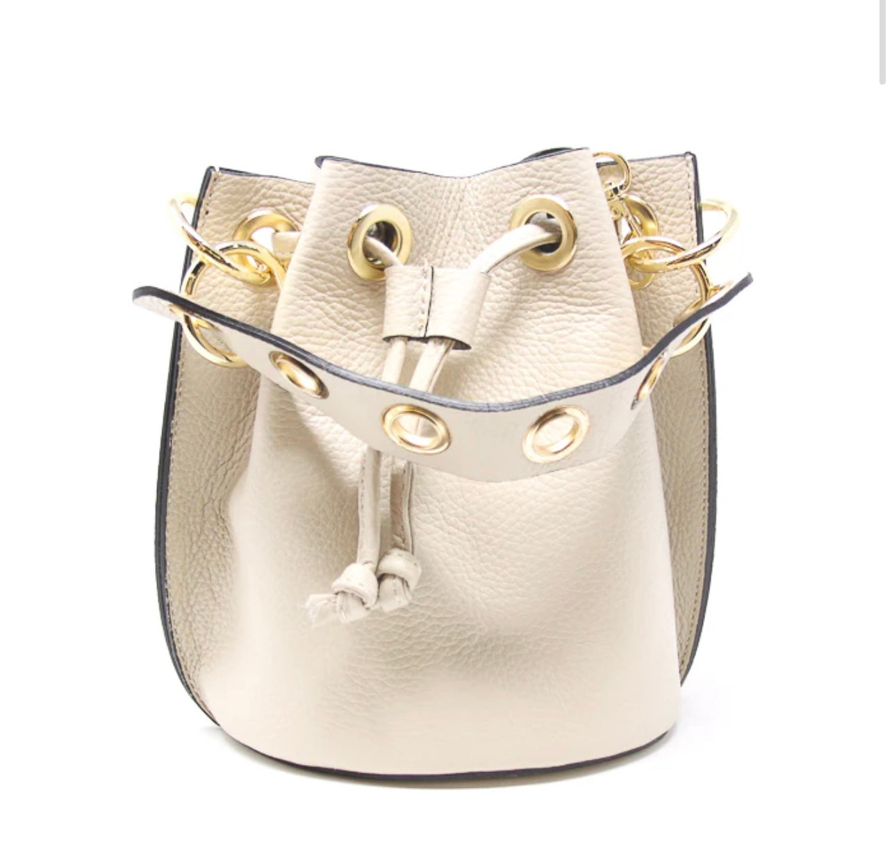 Small Leather Bucket Bag ivory 8x7x7