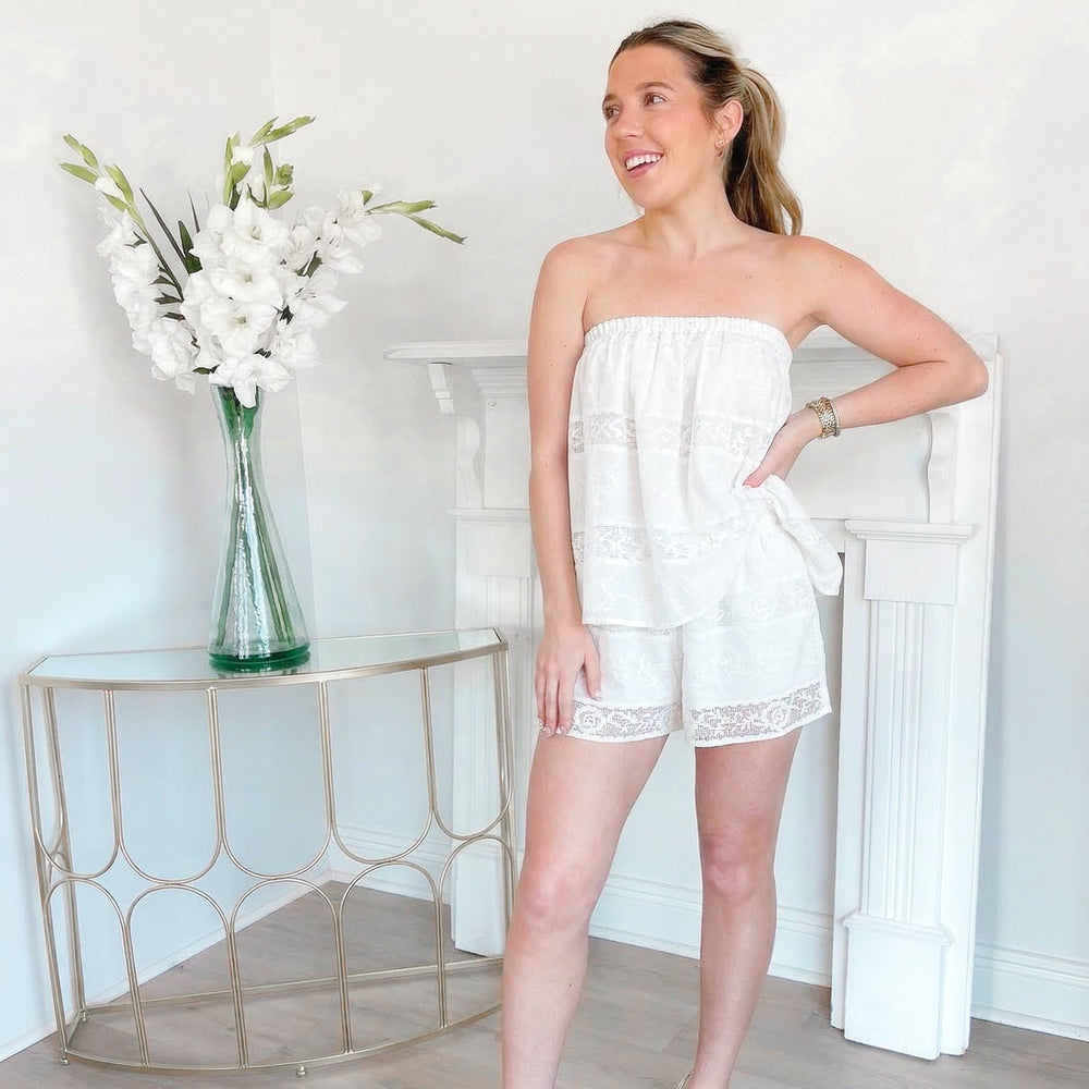 Lace Strapless Tunic Top and Shorts Set
