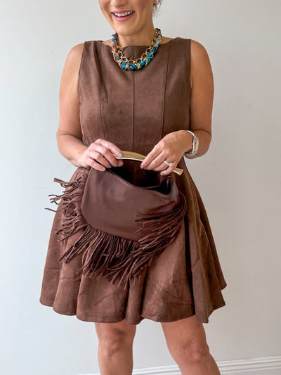 Halli Fringe Clutch Chocolate