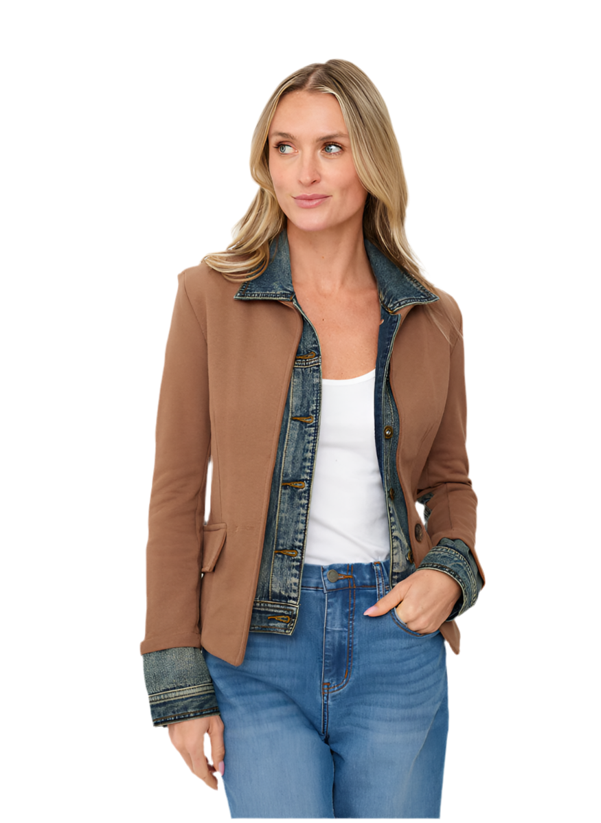 Clarissa Mixed Media Denim Jacket