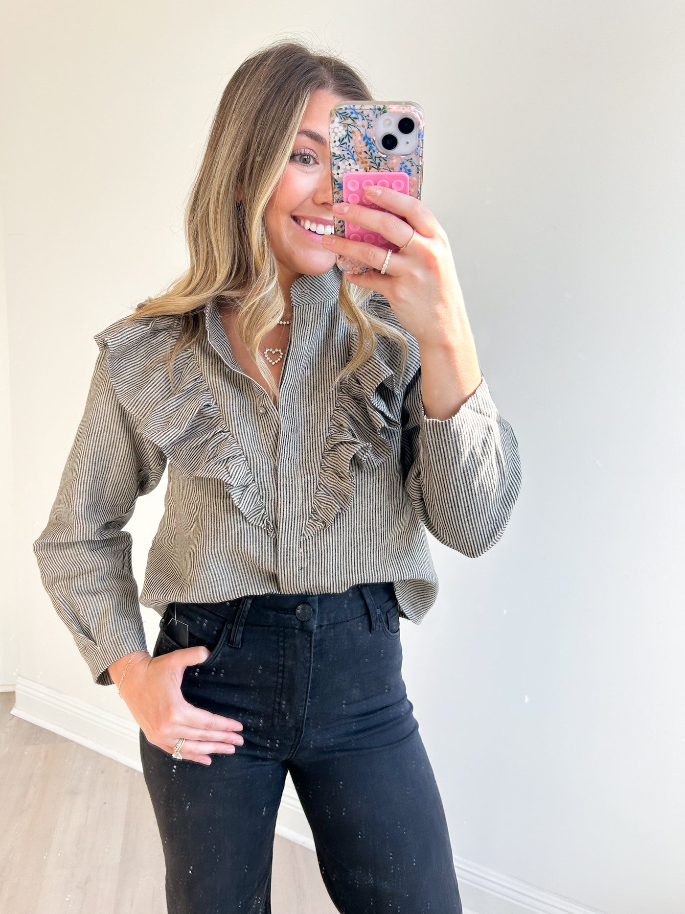 Tiana Stripe Ruffle Shirt