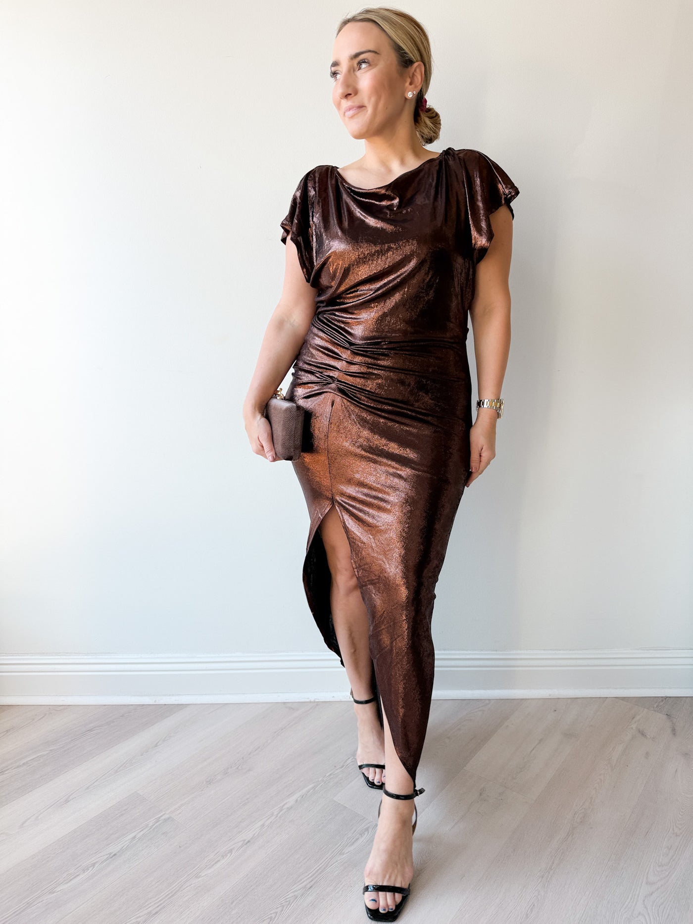 Desi Cap Sleeve Midi Dress Chocolate