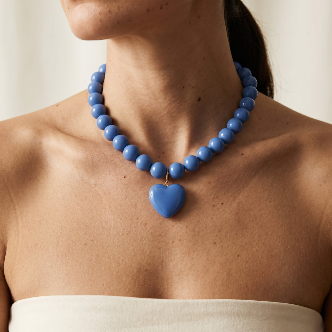 Shreya Thick Bead Heart Necklace