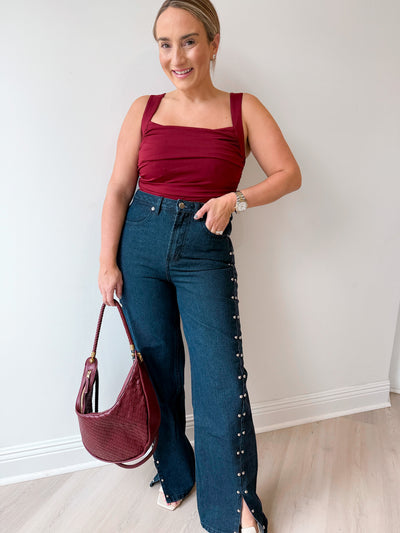 Quinn Stud Detail Denim Pants