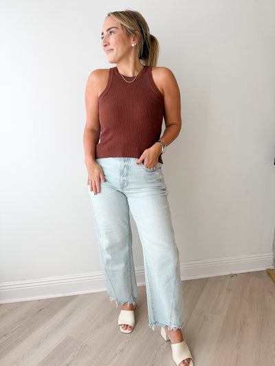 Lola Ribbed Top Chestnut